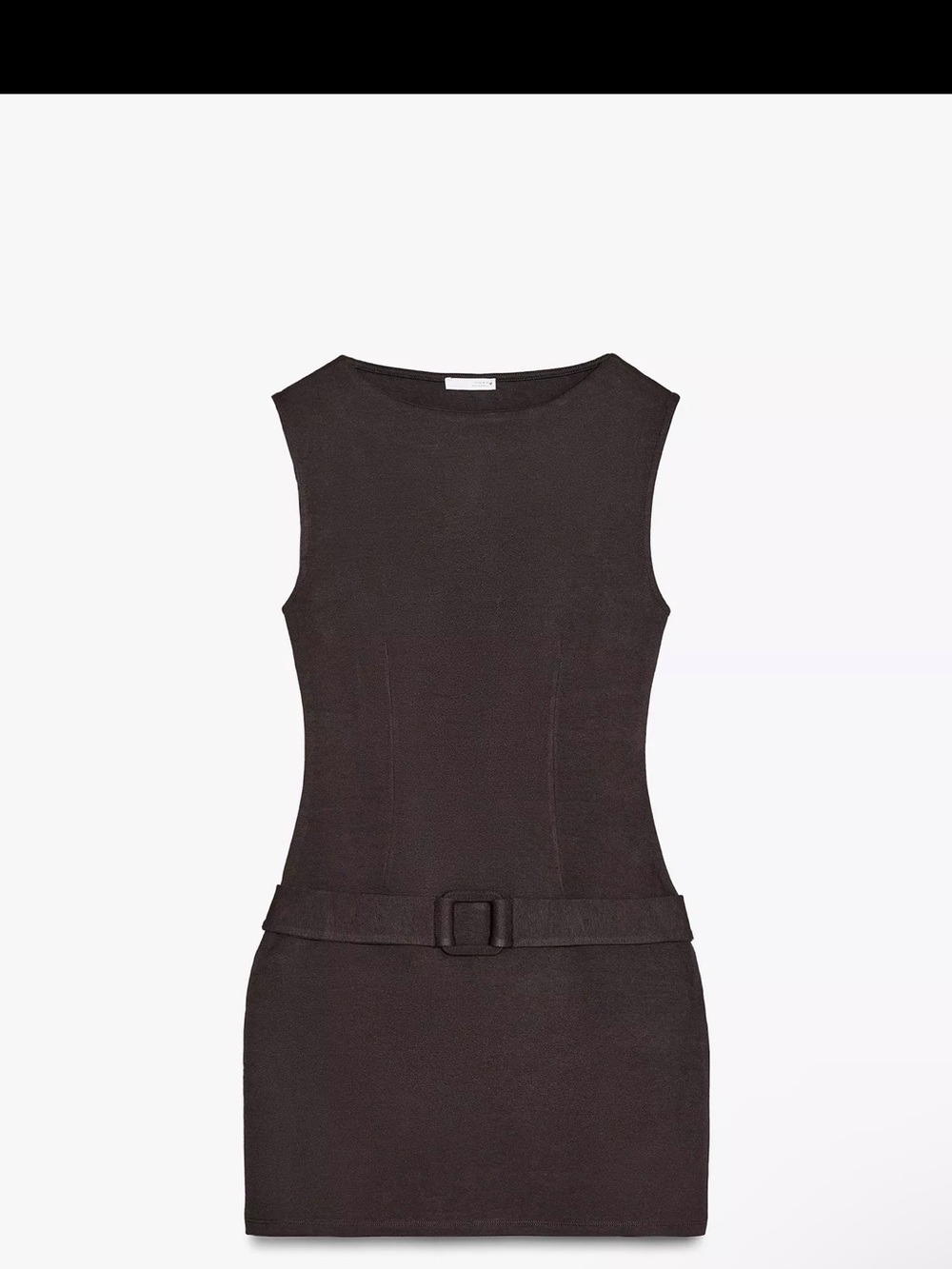 Zara- Sleeveless Belted Mini Dress in Dark Brown MED